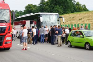 Frühstück auf der Autobahn in Polen.