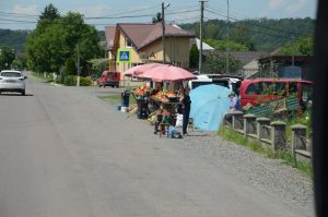 Obst und Gemüseverkäufer am Straßenrand.